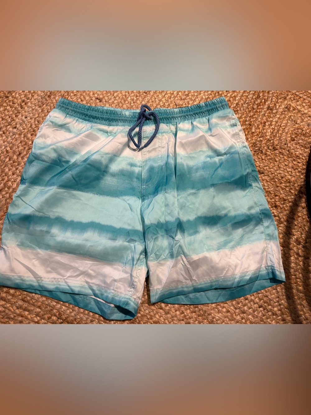 INC mens swim trunks 6" inseam mesh lined aqua white tie dye size lg new